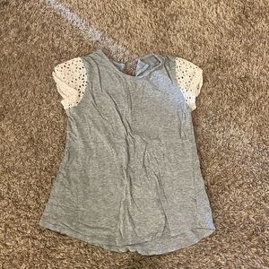Grey tee shirt with cute white ruffles, old navy size (10-12),  great condition!